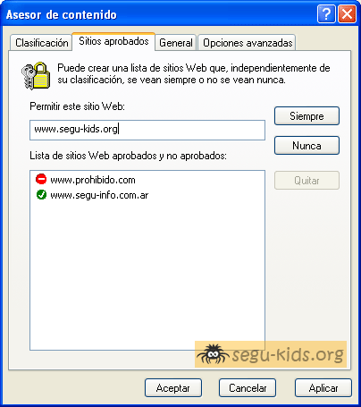 Sitios de confianza y denegados